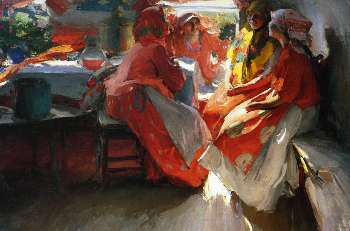 В гостях (В весенний праздник), Abram Arkhipov, 1915