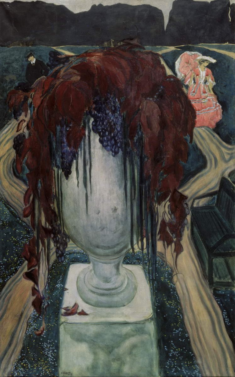 Осень (Ваза), Léon Bakst, Ivan Bilibin, Leonid Brailovskii, Sergei Chekhonin, L. E. Chirikov, Natalia Goncharova, Boris Grigor'ev, Boris Kustodiev, Mikhail Larionov, Georgi Shlikht, 1906