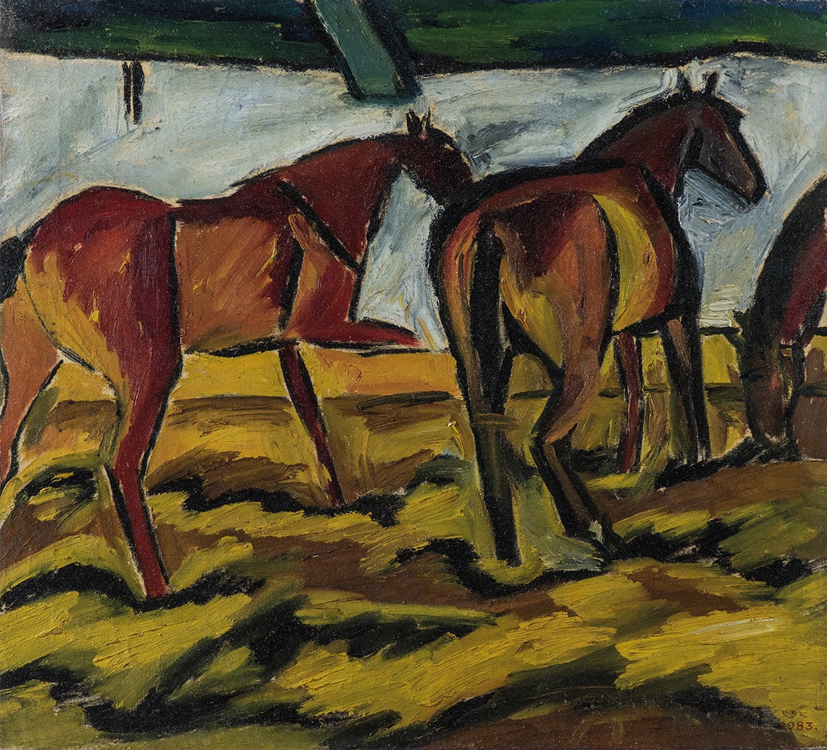 Лошади, David Burliuk, Alexandra Exter, 1910s.