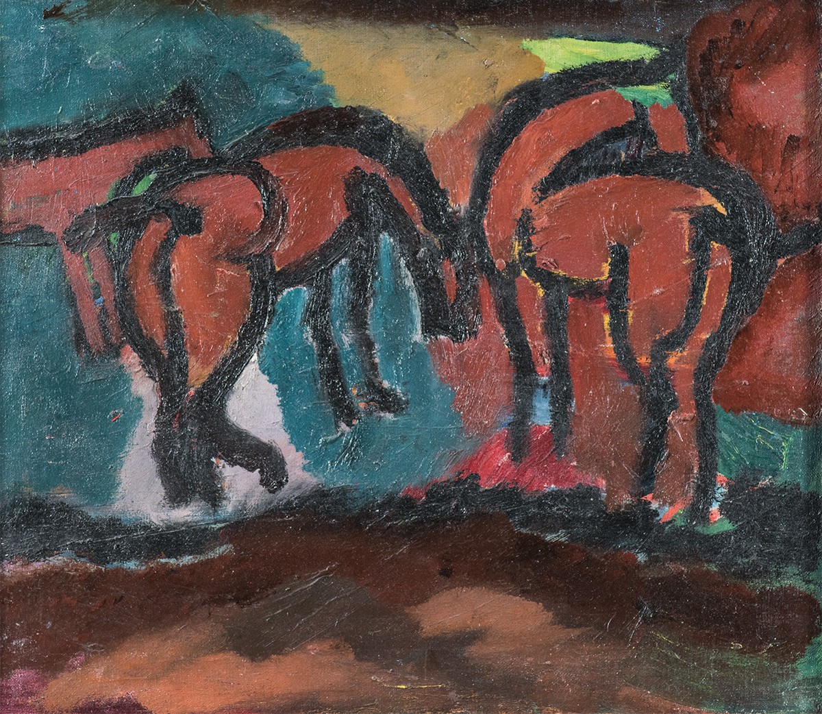 Лошади, David Burliuk, Alexandra Exter, 1910s.