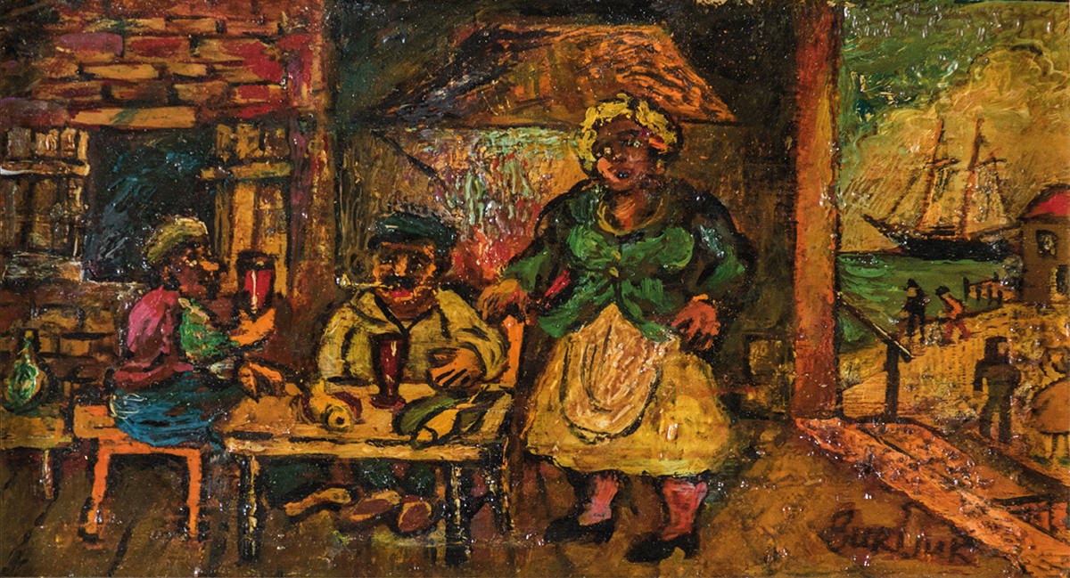 В кабачке, David Burliuk, Alexandra Exter, 1930s–1940s