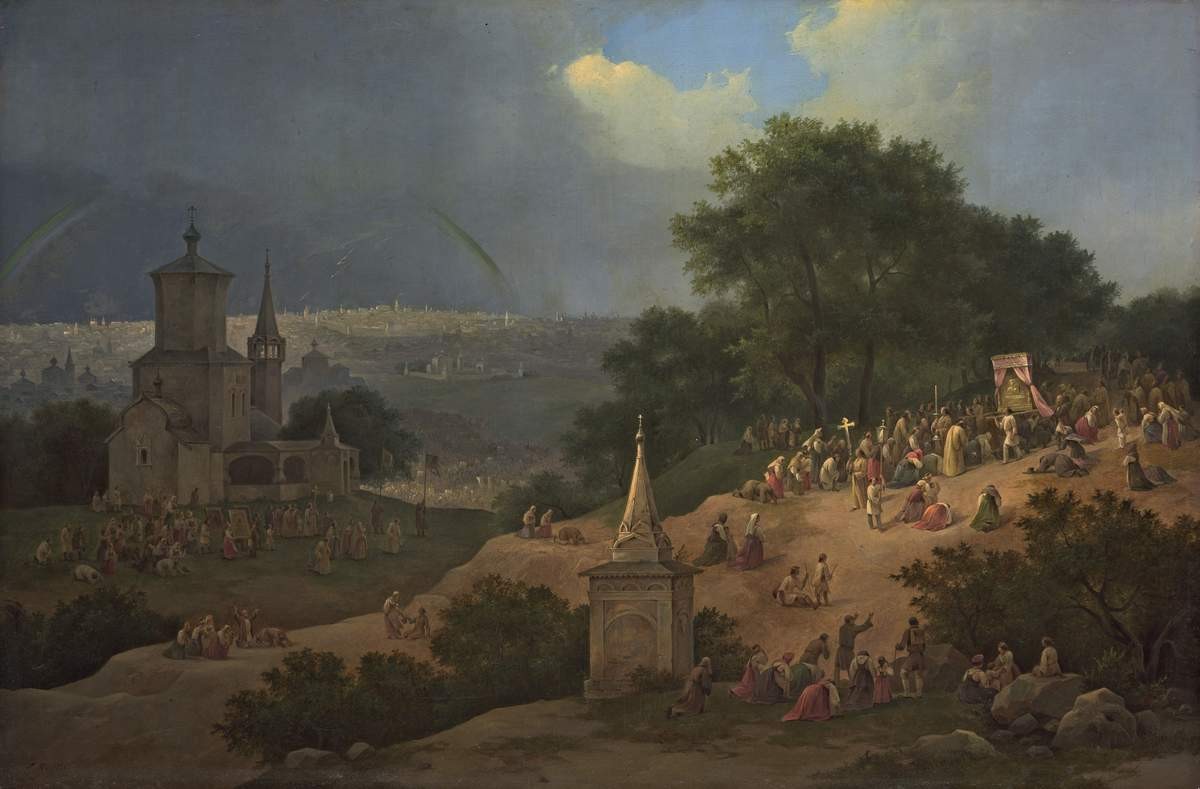 Перенесение иконы Владимирской Божьей матери в 1395 году, Grigory Chernetsov, 1851
