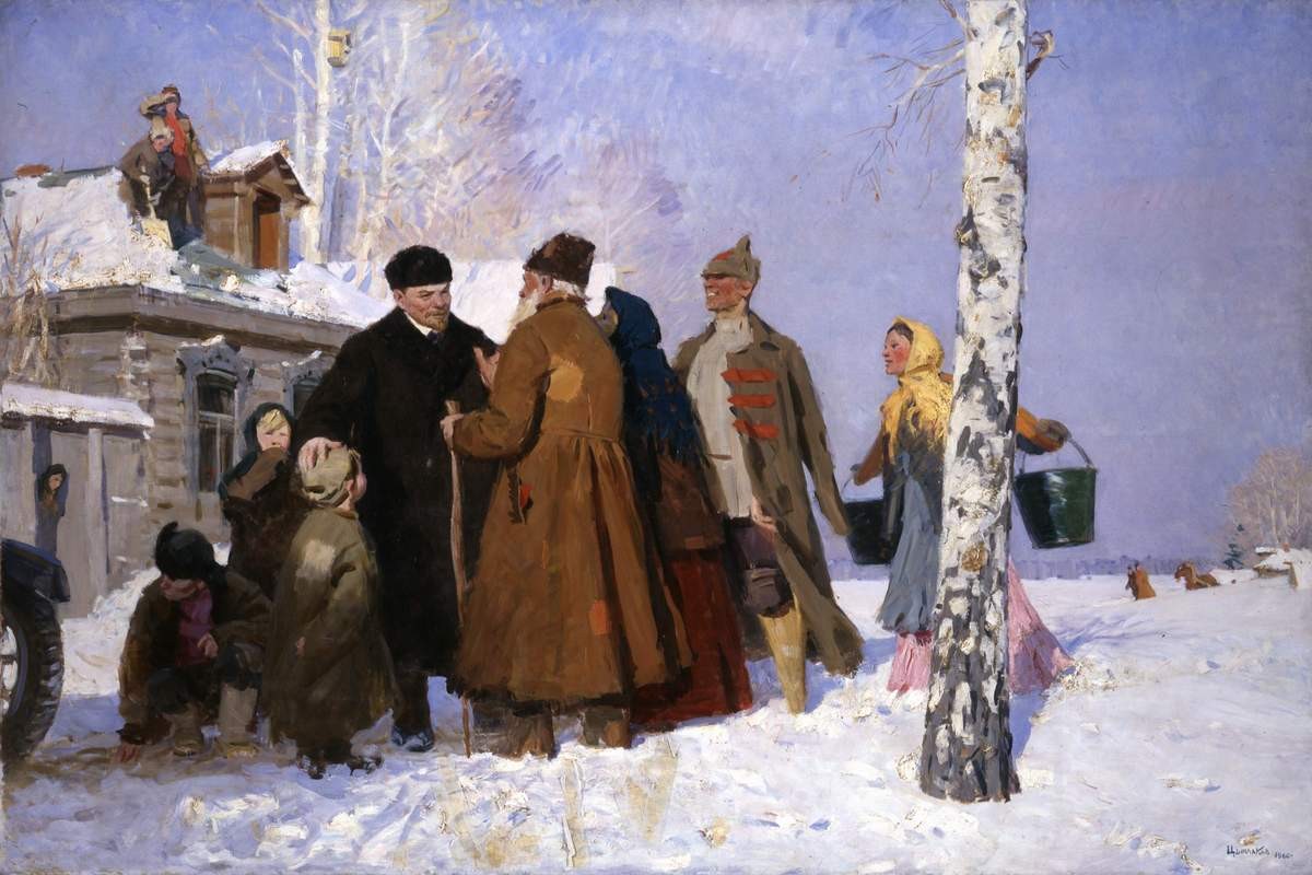В. И. Ленин с крестьянами, Viktor Grigoryevich Tsyplakov, 1960