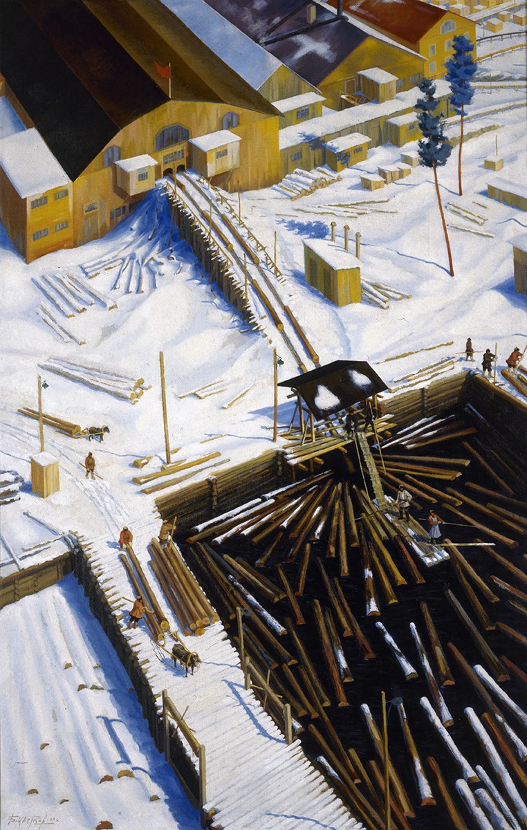 Отепленный бассейн и бревнотаски, Boris Ivanovich Tsvetkov, 1932