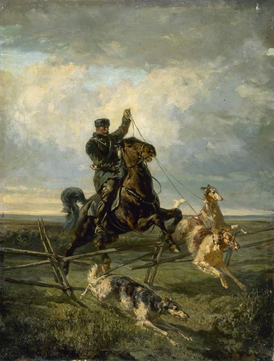 Егерь с тремя борзыми, Rudolf Frentz, 1872
