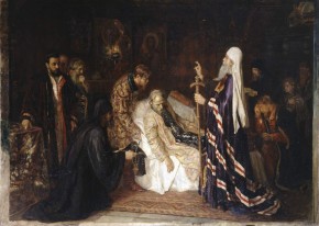Митрополит перед кончиною Иоанна Грозного посвящает его в схиму