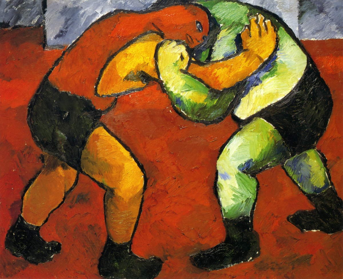 Борцы, Natalia Goncharova, 1908–1909