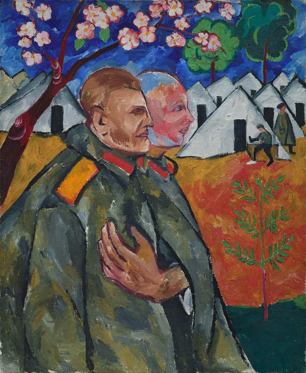 Портрет М. Ф. Ларионова и его взводного, Natalia Goncharova, 1911