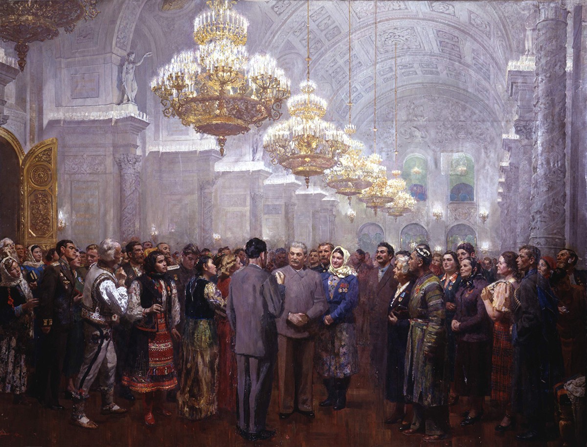 Сталин среди народа в Кремле (Наш мудрый вождь, учитель дорогой), Boris Ioganson, 1952