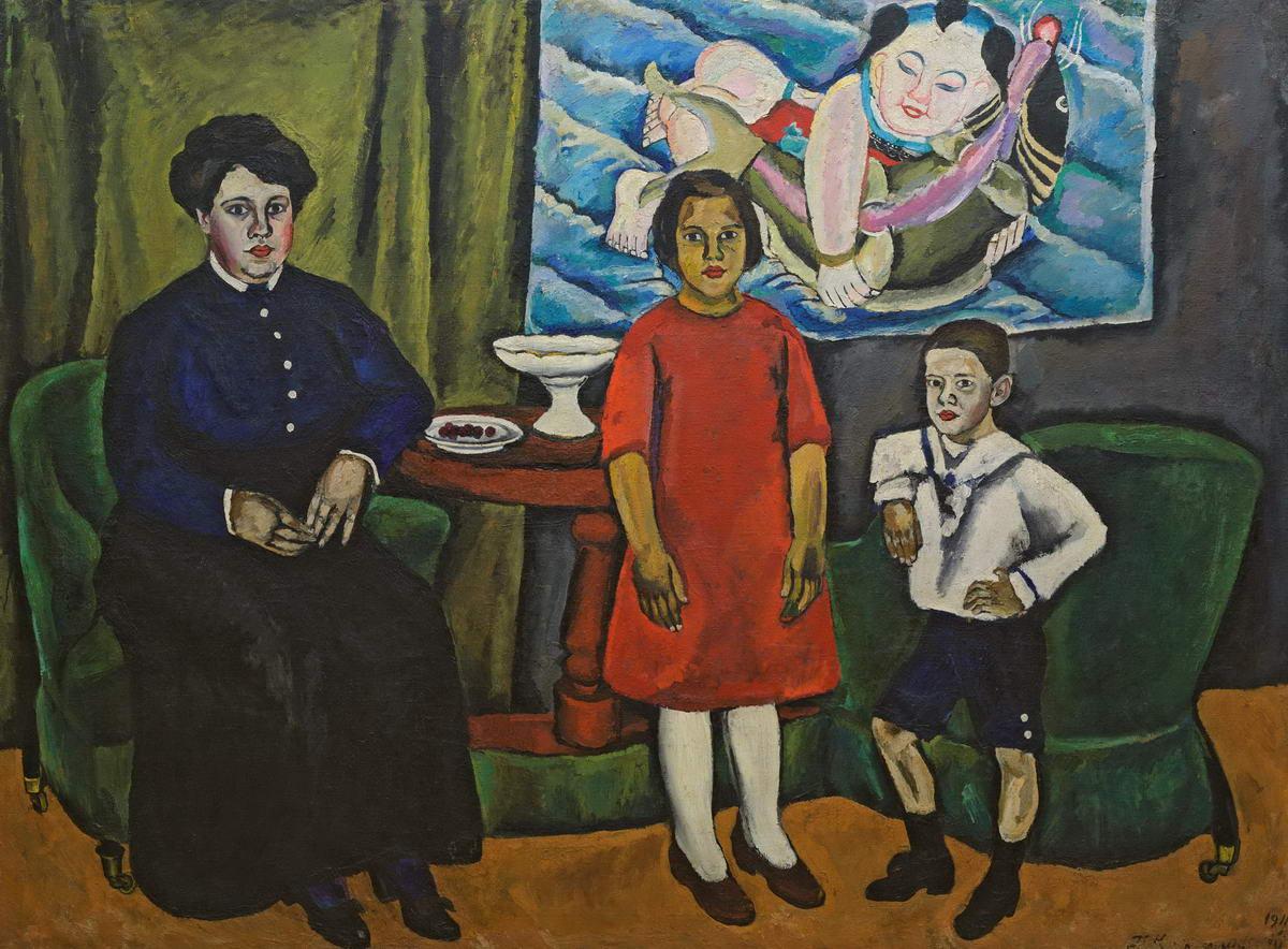 Семейный портрет (на фоне китайского панно), Кончаловский Петр Петрович, 1911