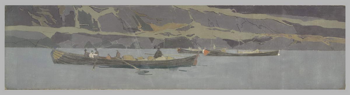 Барки у берега северного моря, Konstantin Korovin, 1899
