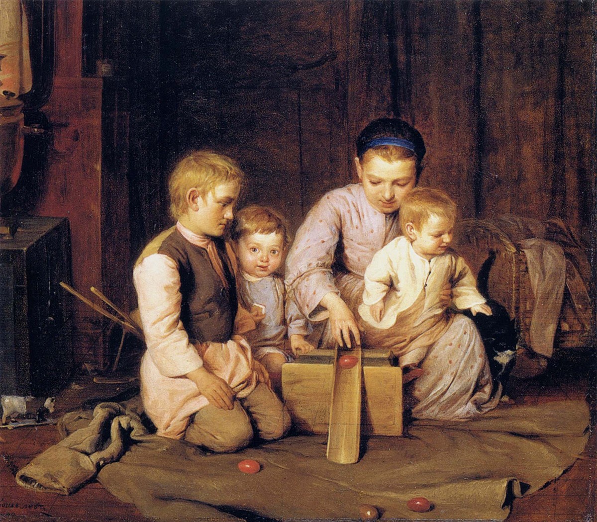 Дети, катающие пасхальные яйца, Nikolay Koshelev, 1855