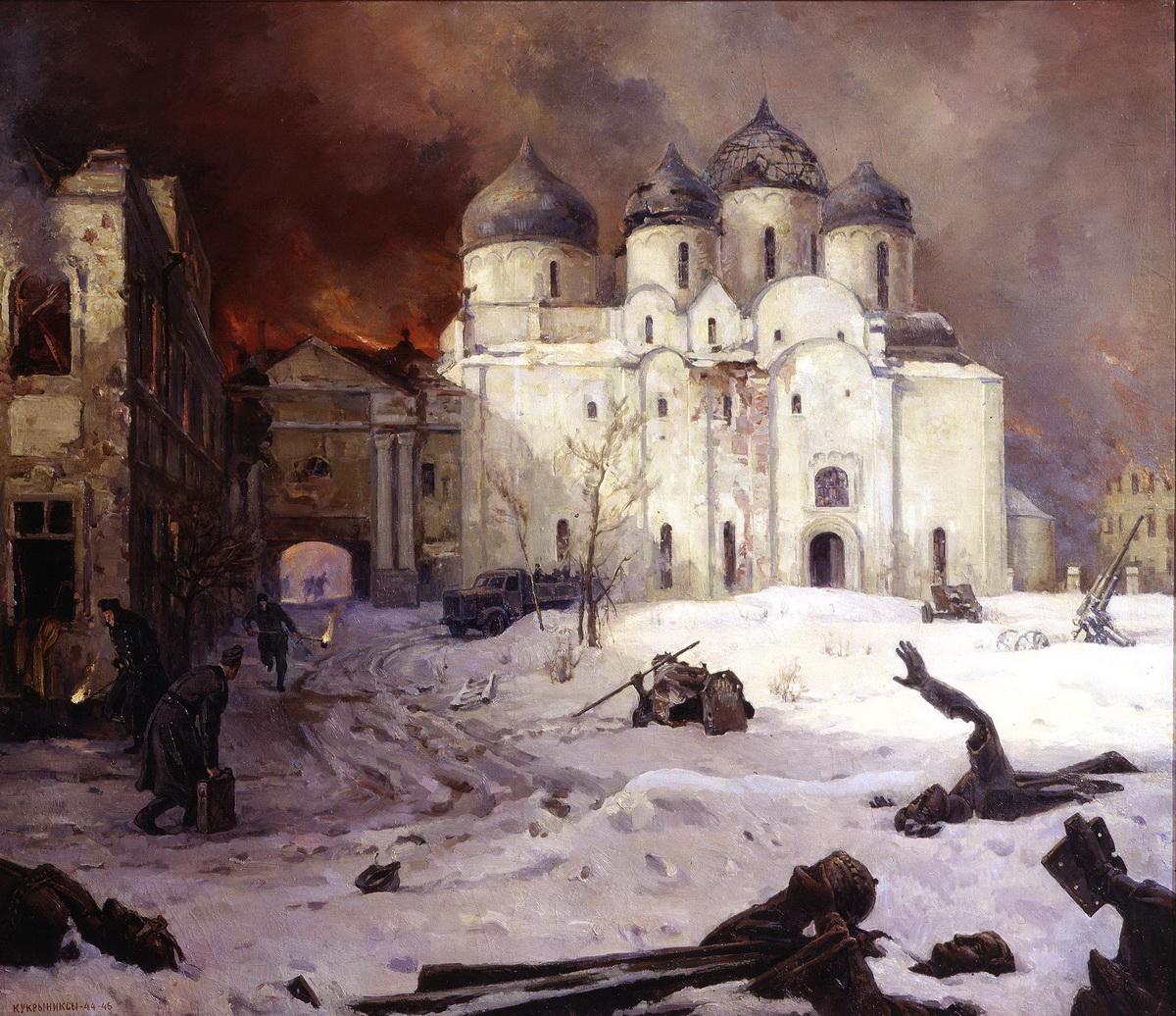 Бегство фашистов из Новгорода, Kukryniksy, 1944–1946