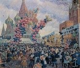 Вербный торг у Спасских ворот на Красной площади в Москве
