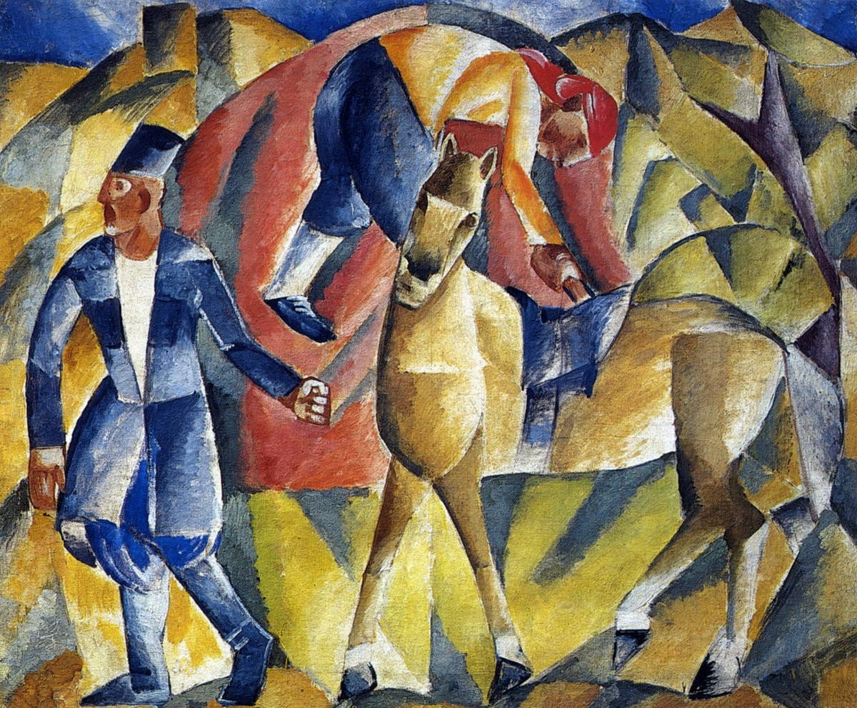 Человек с лошадью, Mikhail Le Dentu, c. 1913