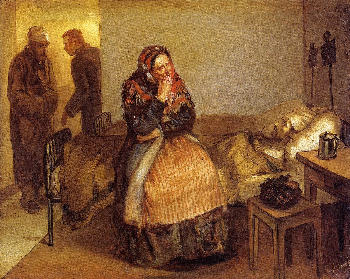У больного, Aleksandr Lebedev, 1860s
