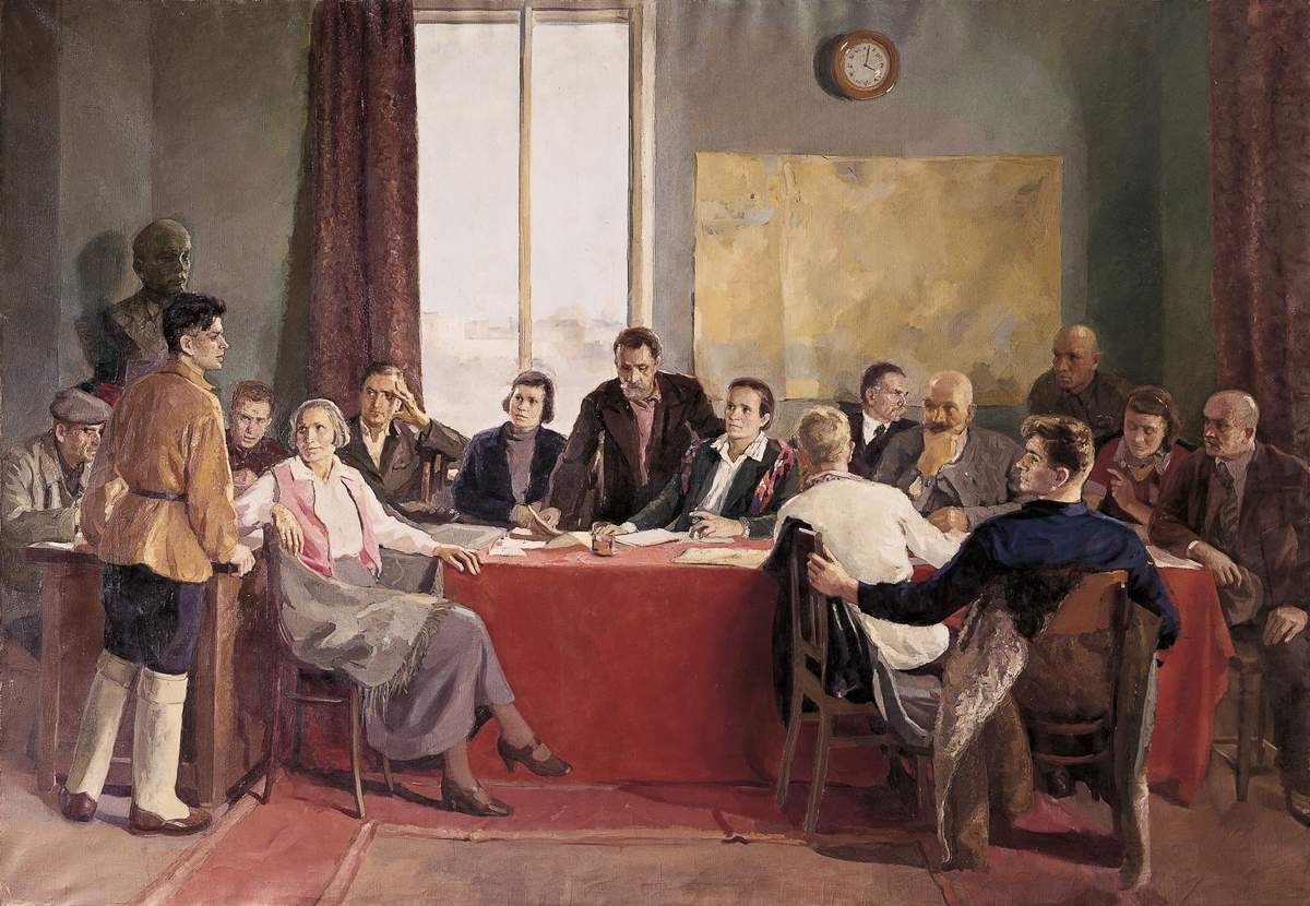 Заседание заводского парткома, Ilya Abelevich Lukomskiy, 1937