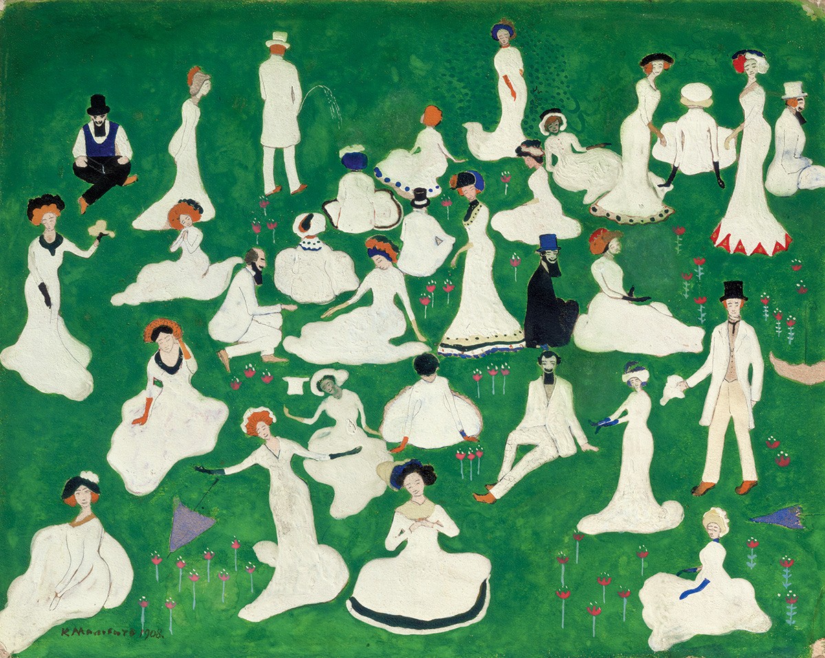 Отдых (Общество в цилиндрах), Kazimir Malevich, 1908