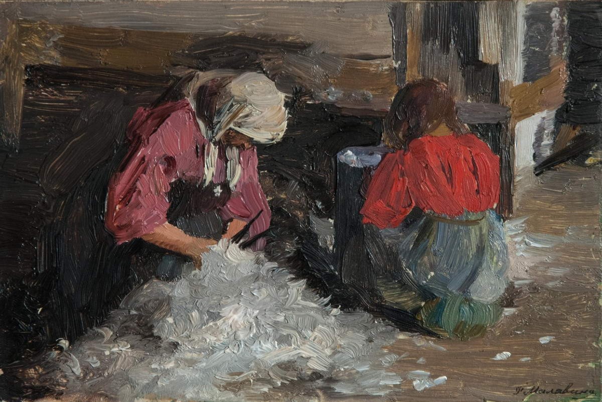 Сортировка перьев, Filipp Malyavin, 1880s