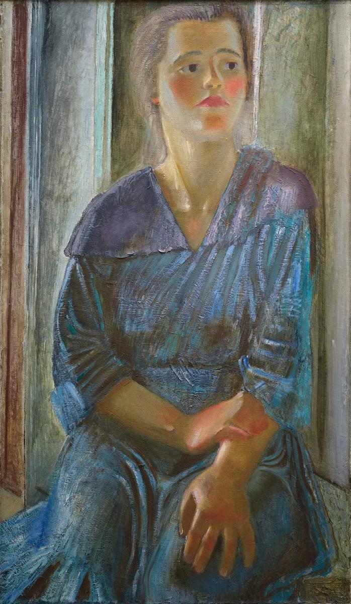 Работница (Портрет в голубом), Alexei Pakhomov, 1927