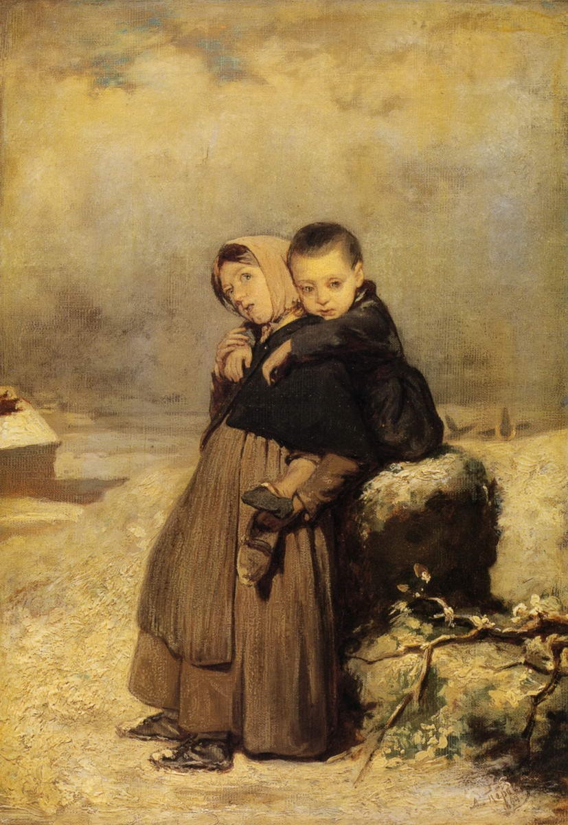 Дети-сироты на кладбище, Vasily Perov, 1864
