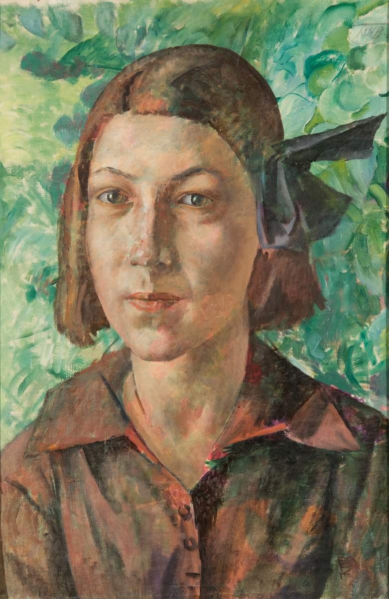 Девушка в саду, Kuzma Petrov-Vodkin, 1927