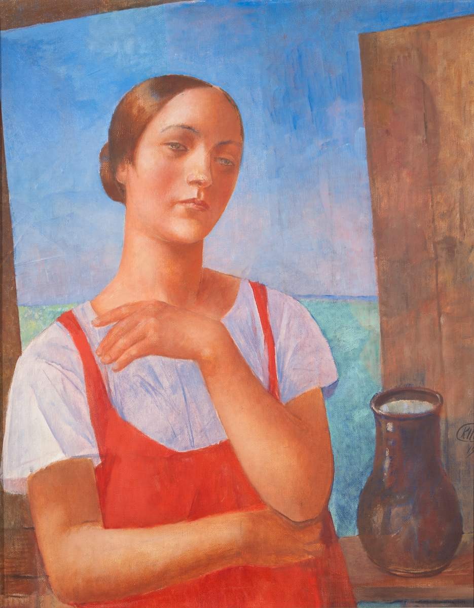 Девушка в сарафане, Kuzma Petrov-Vodkin, 1928