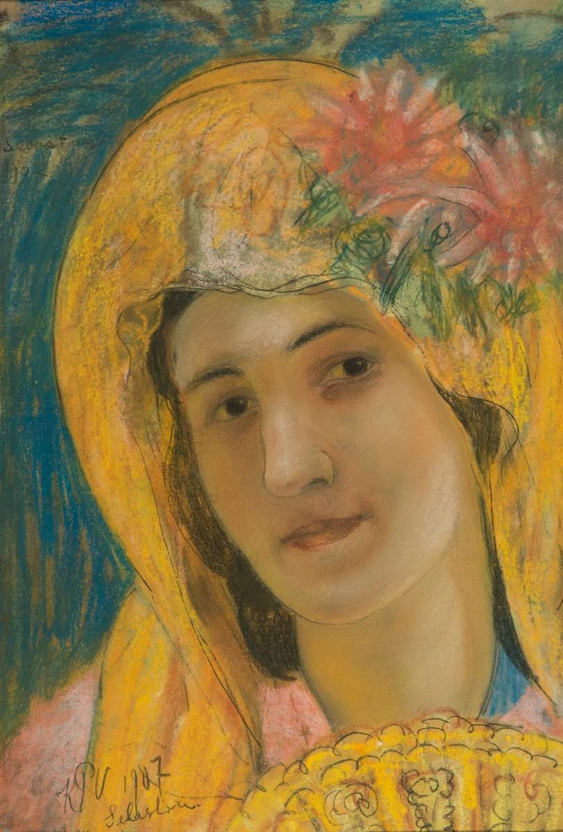 Испанка (Женский портрет), Kuzma Petrov-Vodkin, 1907