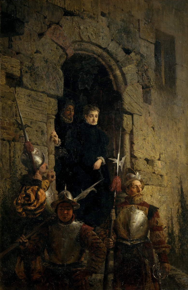 Арест гугенотки Жакобин де Монтебель, графини д’Этремон, Vasily Polenov, 1875
