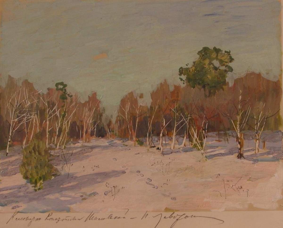 Сад в снегу, Isaac Levitan, 1880s