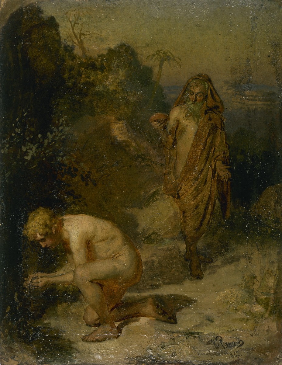 Диоген и мальчик, Ilya Repin, 1867
