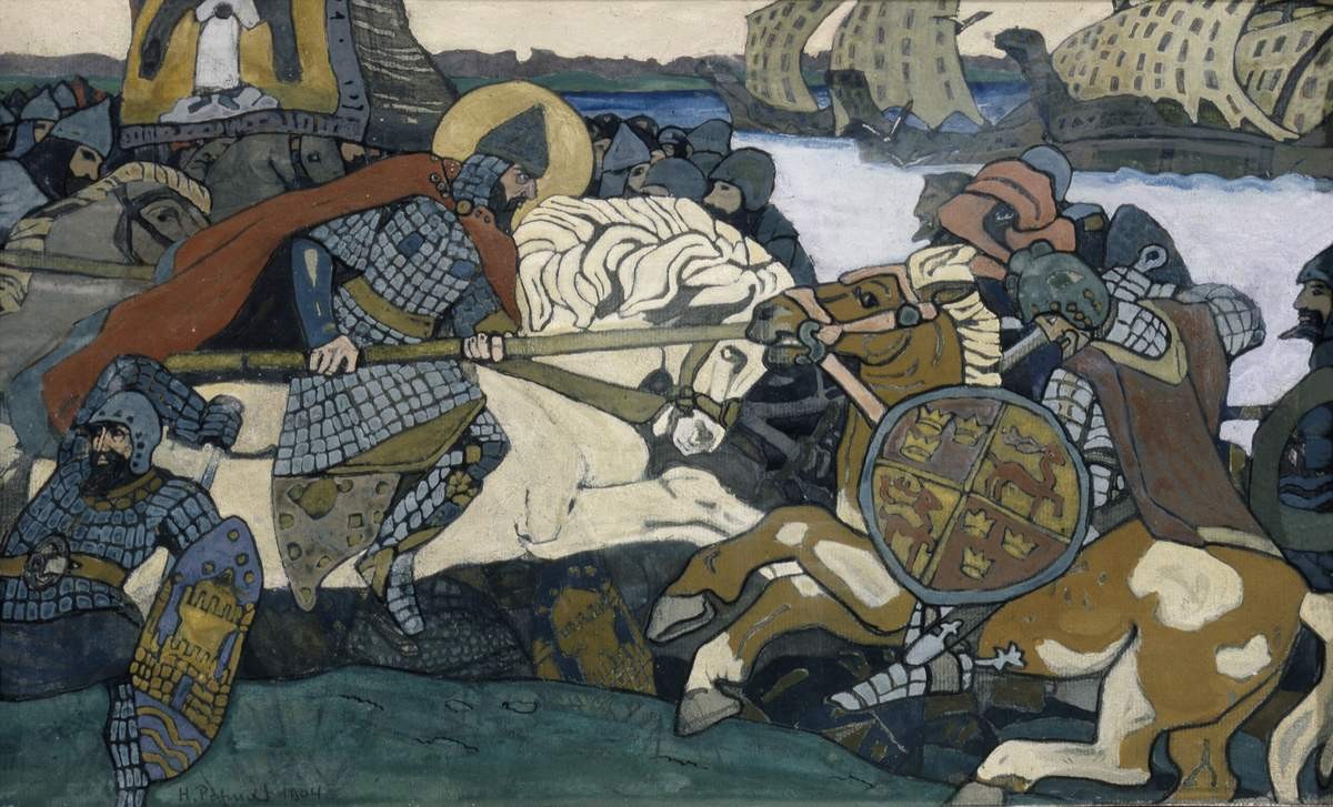 Александр Невский поражает ярла Биргера, Nicholas Roerich, 1904