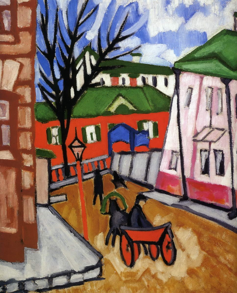 Городской пейзаж с извозчиком, Olga Rozanova, 1910
