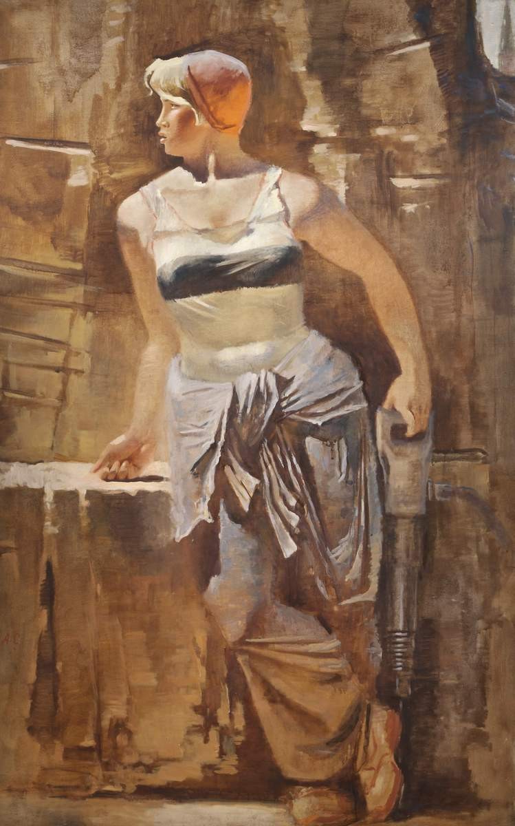 Метростроевка со сверлом, Aleksandr Nikolaevich Samokhvalov, 1937