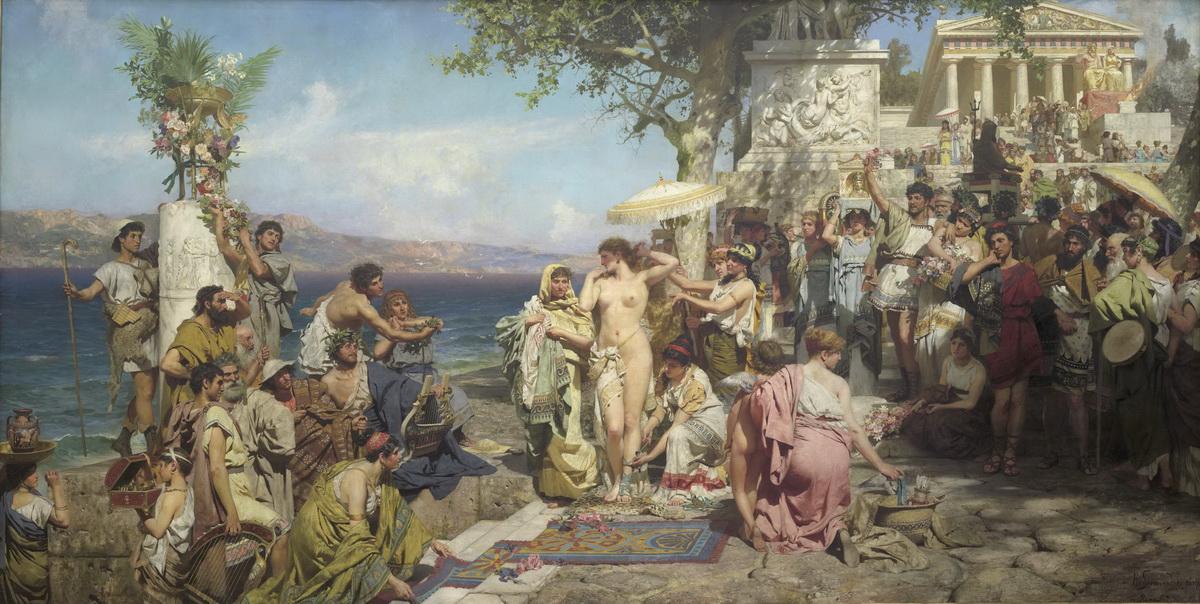 Фрина на празднике Посейдона в Элевзине, Henryk Siemiradzki, 1889