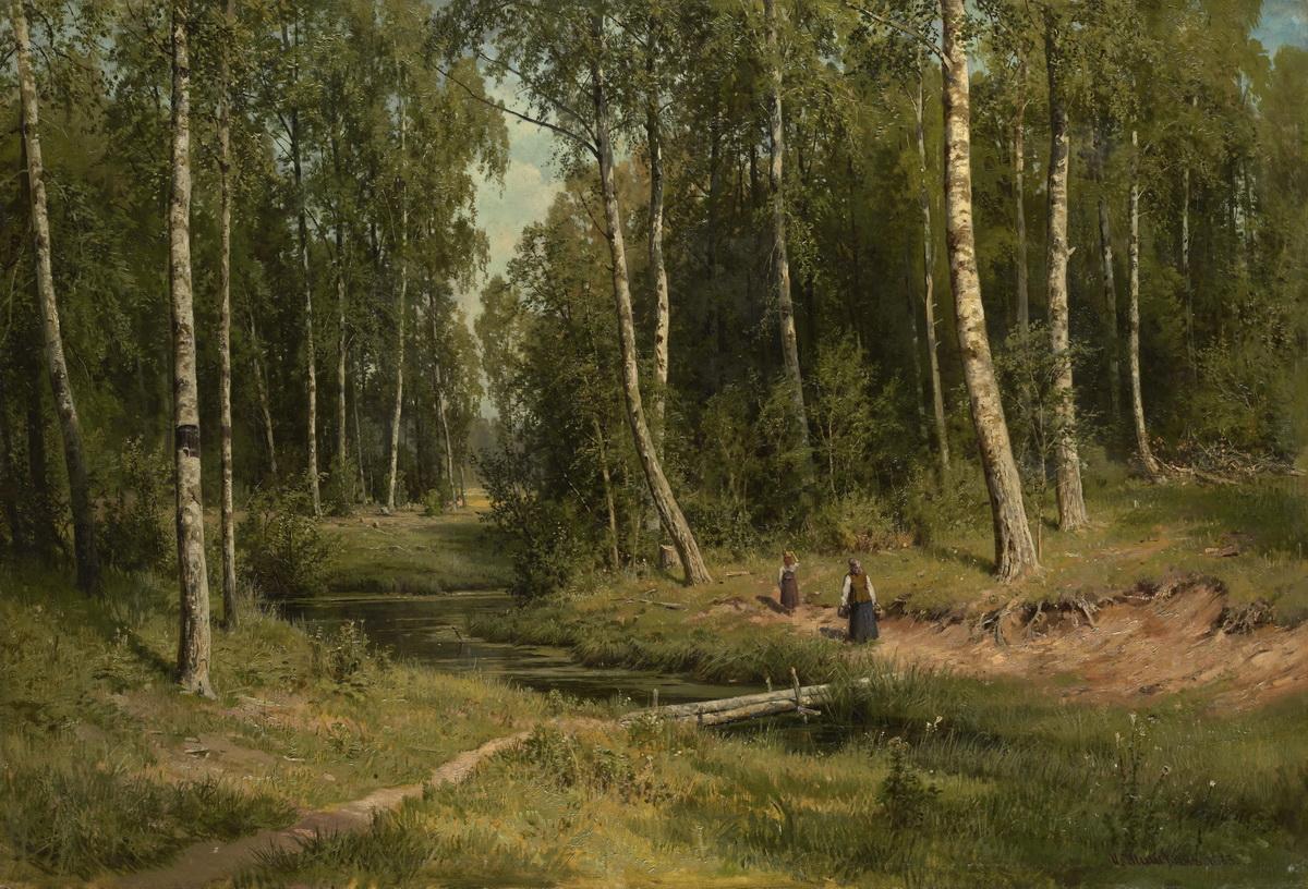Ручей в березовом лесу, Ivan Shishkin, 1883