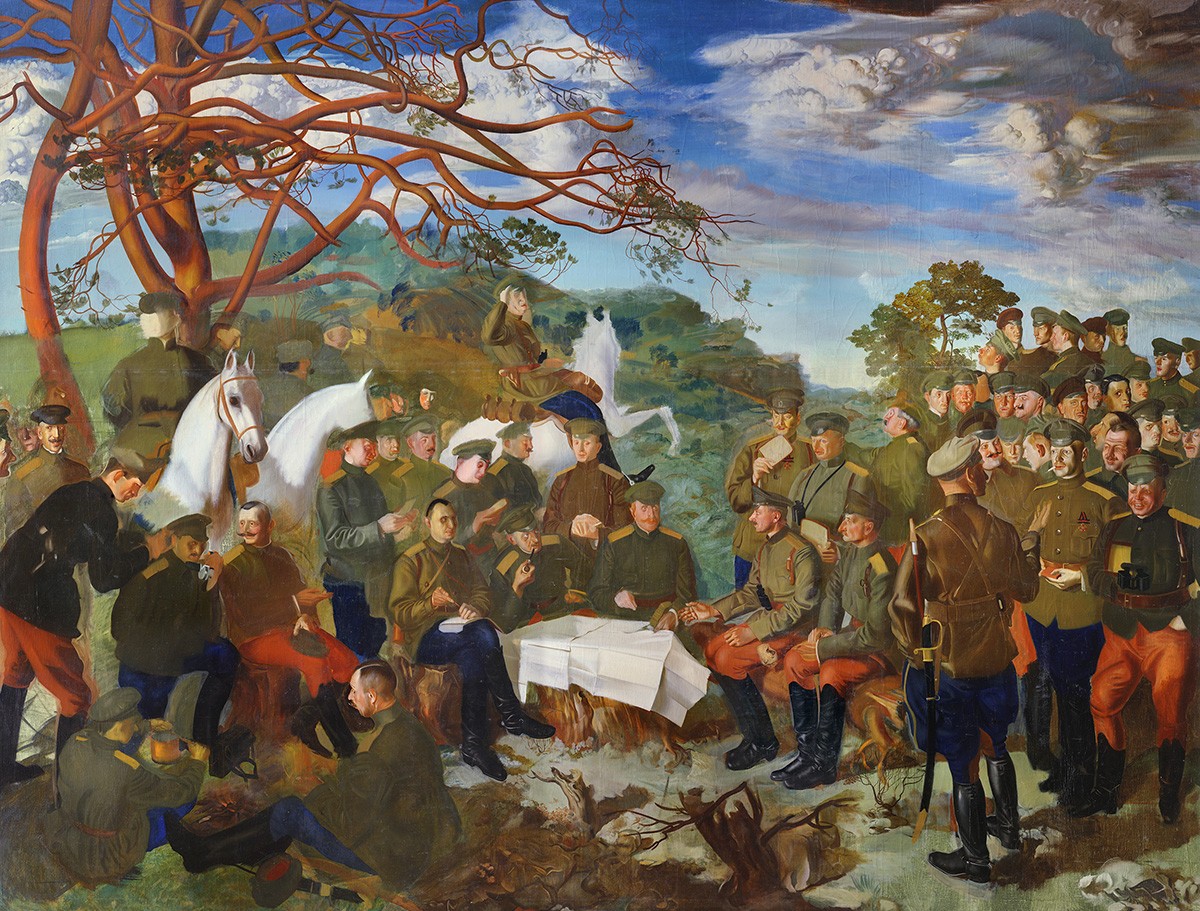 Полк на позициях, Vasily Shukhaev, 1917. Не окончена