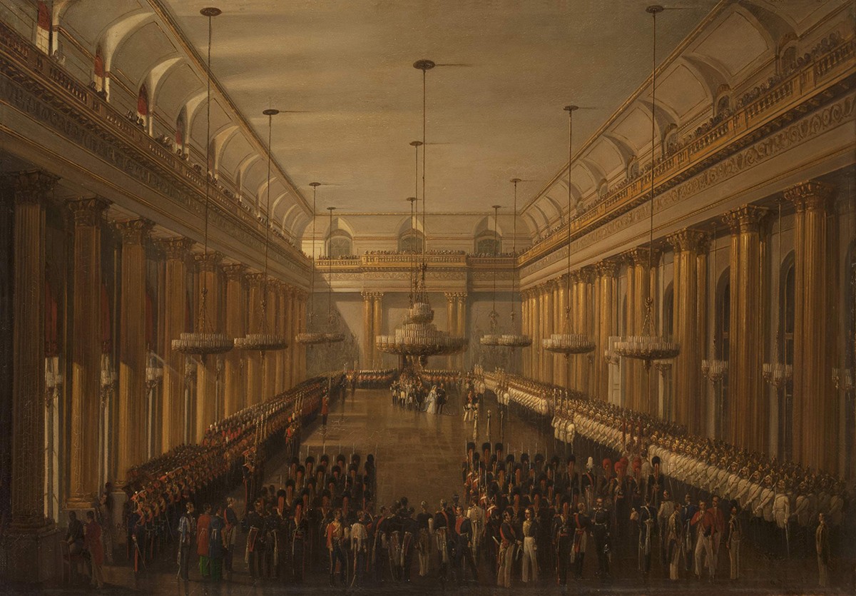 Парадный выход в Гербовом зале Зимнего дворца, Shvarts Otto Gotlib, 1854