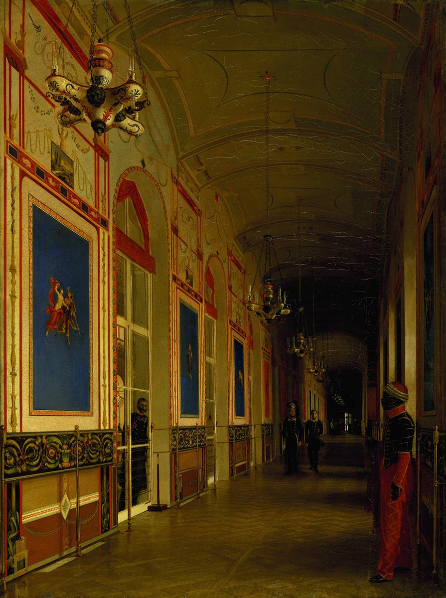 В галерее Зимнего дворца, Fyodor Slavyansky, 1842