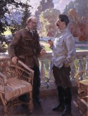 В. И. Ленин и И. В. Сталин в Горках в 1923 году