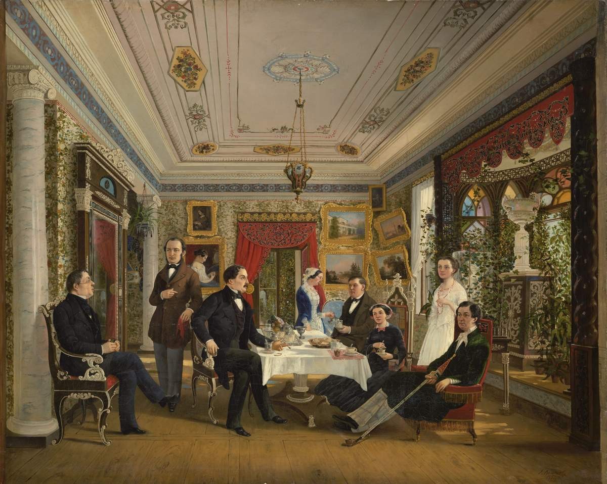 За чайным столом, Alexey Voloskov, 1851