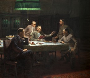 Maxim Gorky Reading His Tale Death and the Maiden to Joseph Stalin, Vyacheslav Molotov and Kliment Voroshilov