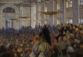 Первое появление В. И. Ленина на заседании Петросовета в Смольном 25 октября 1917