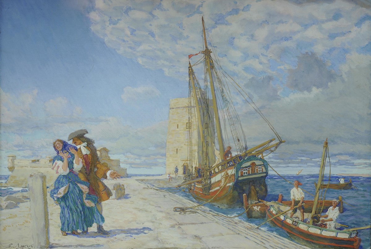 Прогулка на молу, Eugene Lanceray, 1908