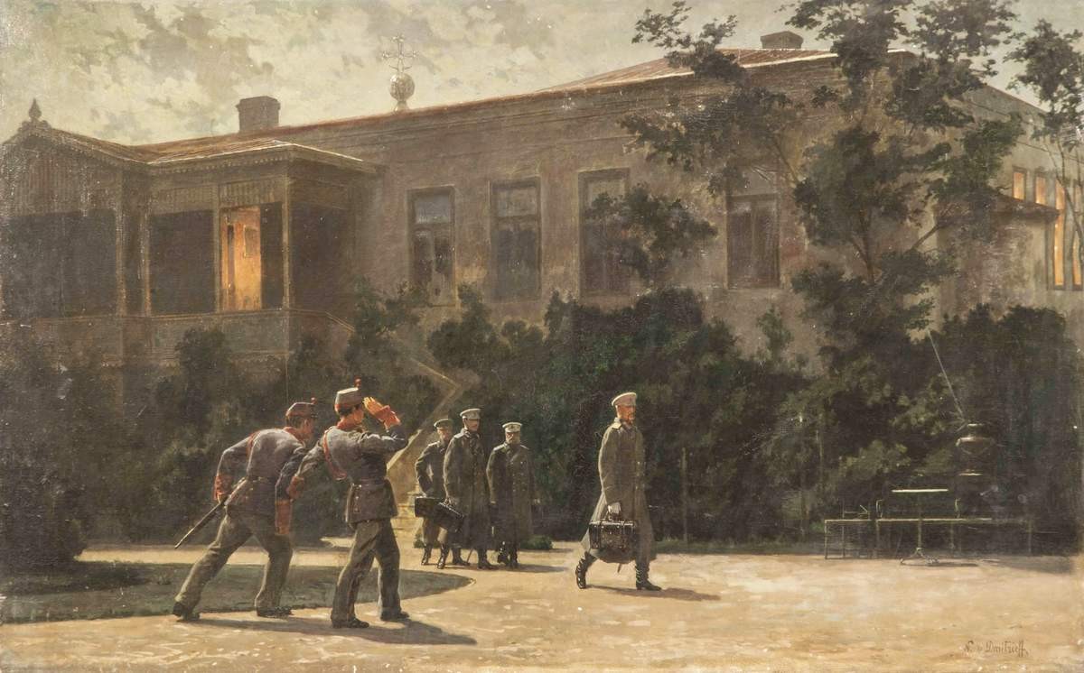 Отъезд великого князя Николая Николаевича (эпизод из русско-турецкой войны), Nikolai Dmitriev-Orenburgsky, first half of the 1880s
