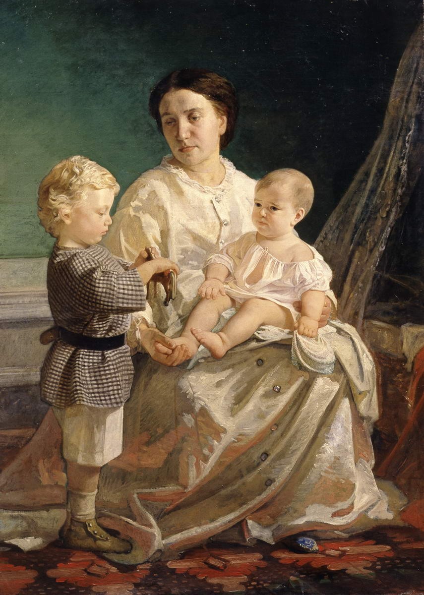 Портрет А. П. Ге с детьми, Nikolai Ge, 1861–1866