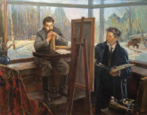 В Пенатах. И. Е. Репин, А. М. Горький