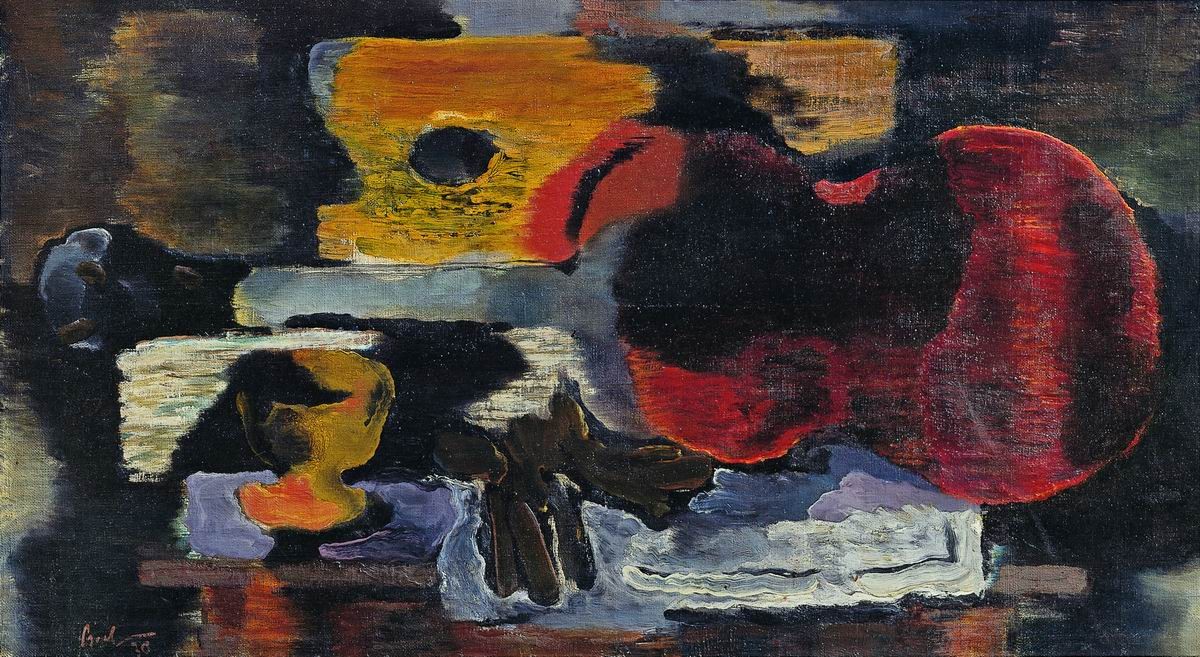 Натюрморт. Красная гитара и палитра, Vladimir Lebedev, 1930