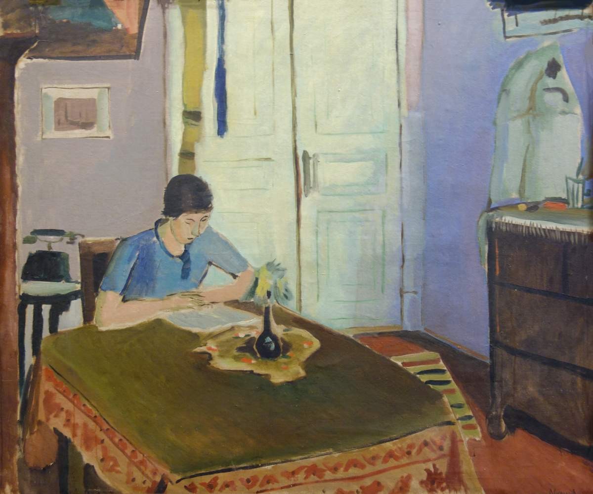 Интерьер с фигурой за столом, Andrey Goncharov, 1934