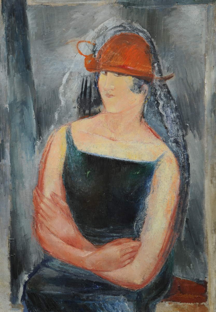 Женщина в красной шляпе, Vyacheslav Pakulin, 1927